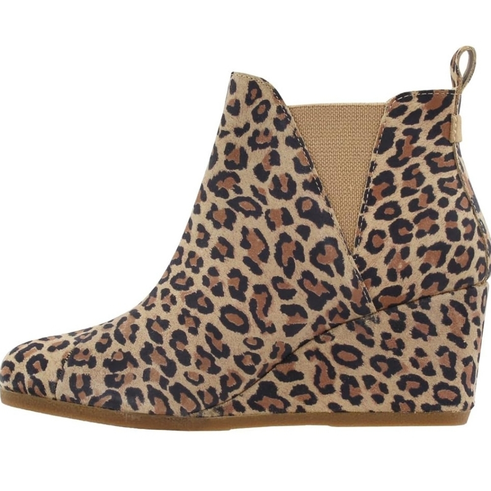TOMS Suede Animal Print Ankle Booties